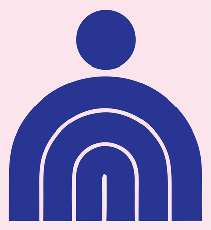 Geometric Arch Person Badge #fce4ec/#283593