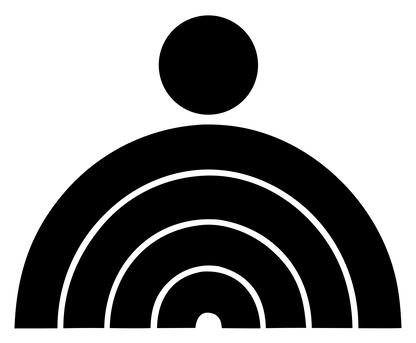 Bold Person Semicircle Logo #ffffff/#000000