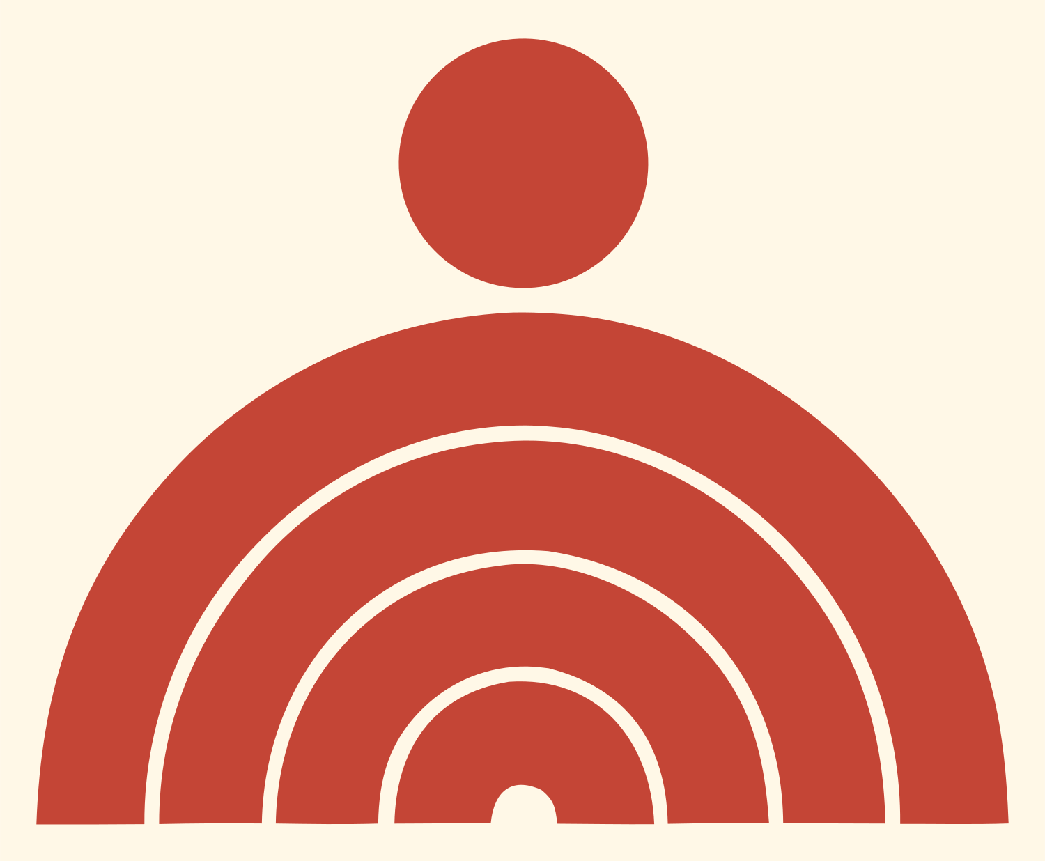 Bold Person Semicircle Logo #fff8e7/#c44536