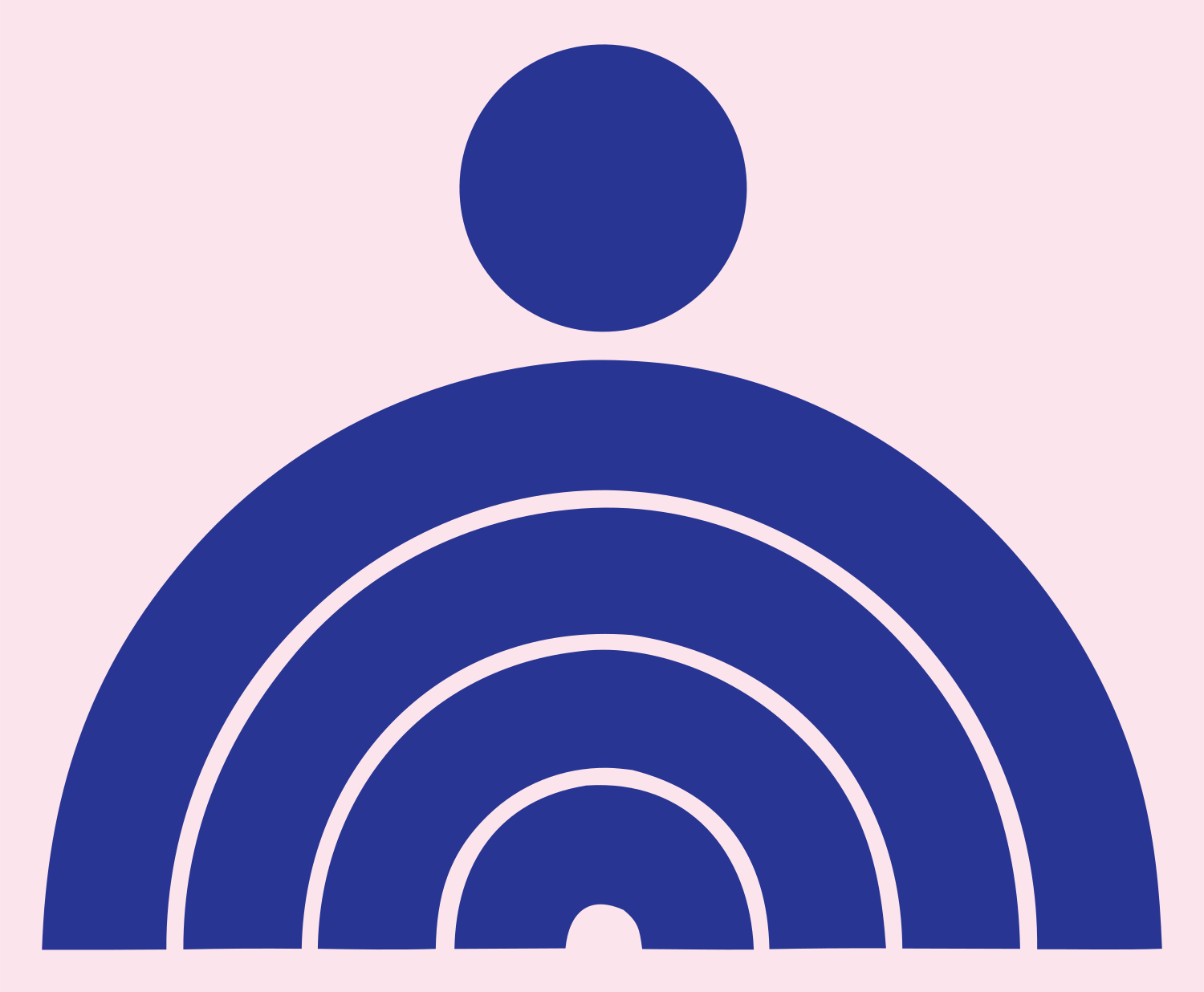 Bold Person Semicircle Logo #fce4ec/#283593