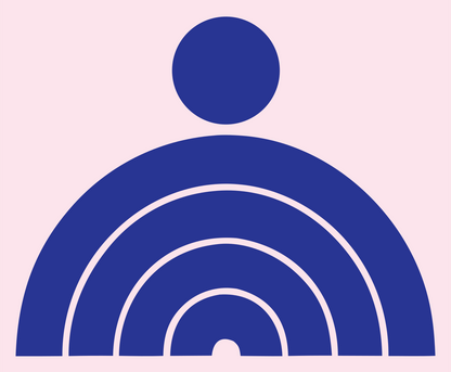 Bold Person Semicircle Logo #fce4ec/#283593
