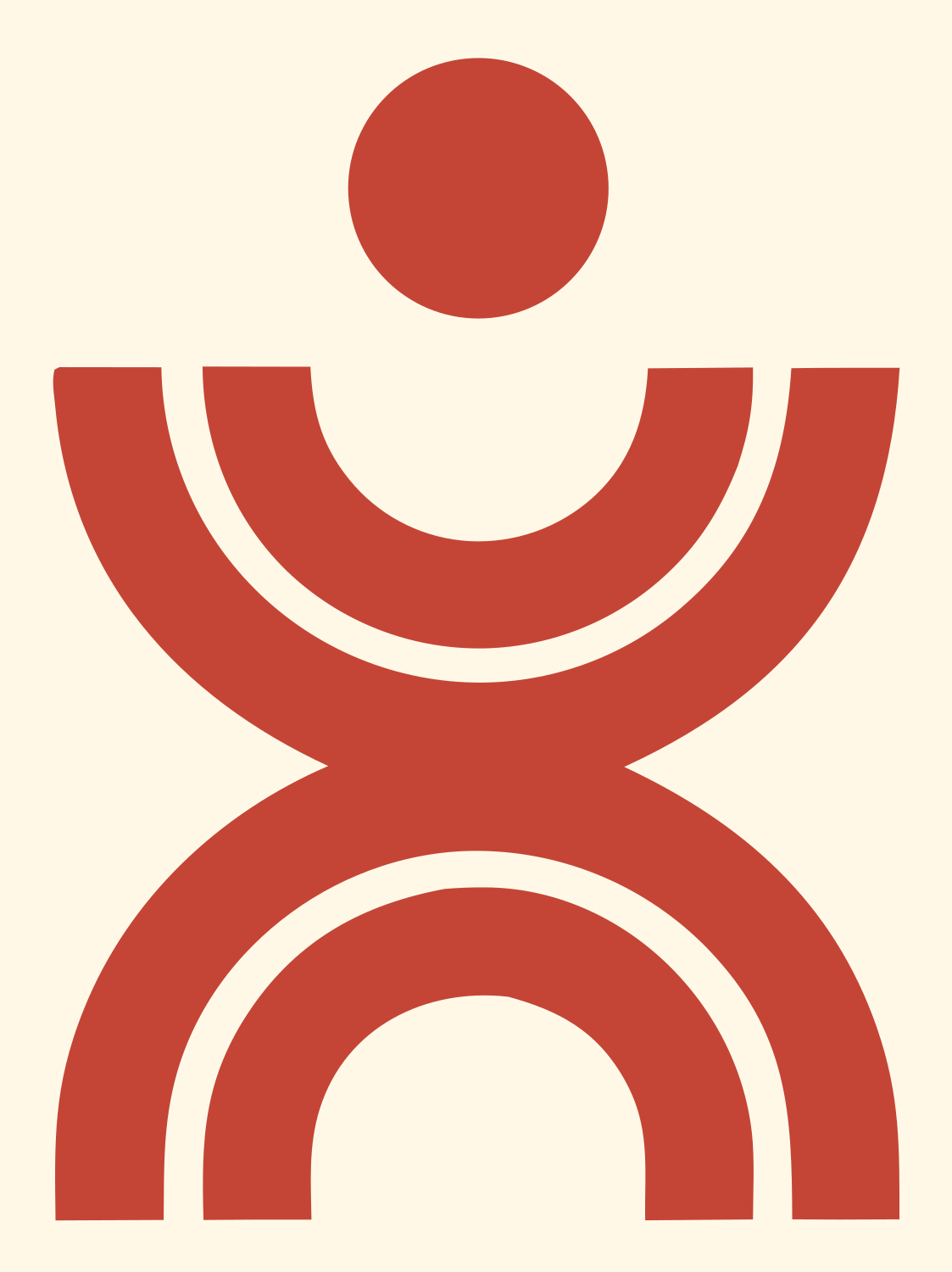 Bold Human Arch Figure Logo #fff8e7/#c44536