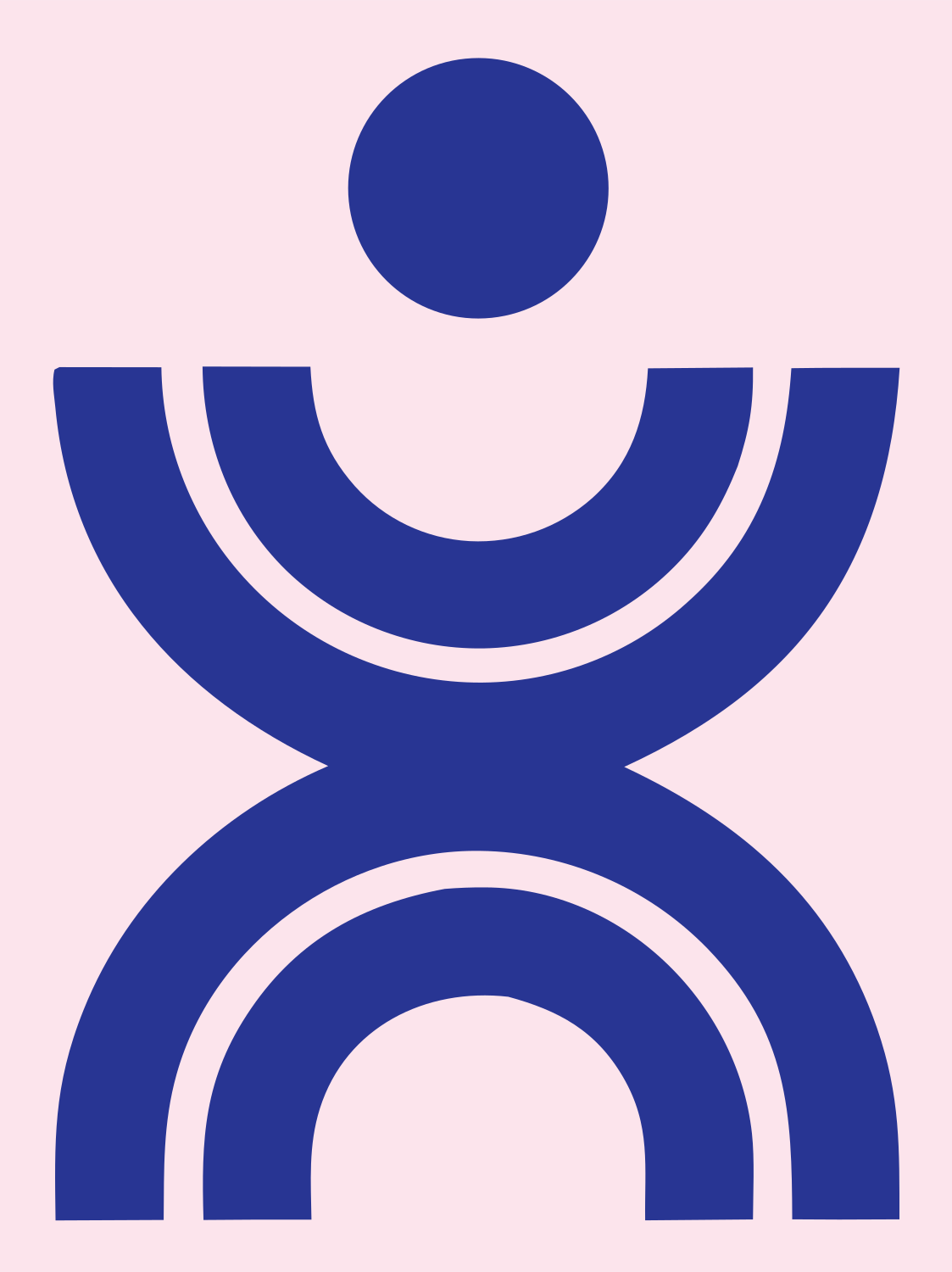 Bold Human Arch Figure Logo #fce4ec/#283593