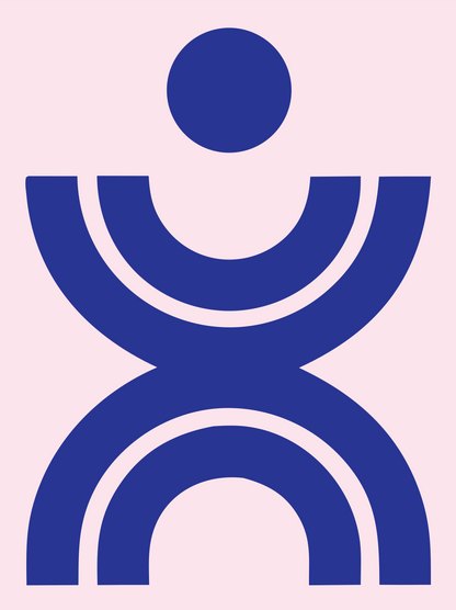 Bold Human Arch Figure Logo #fce4ec/#283593