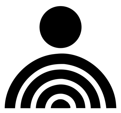 Radiating Person Signal Badge #ffffff/#000000