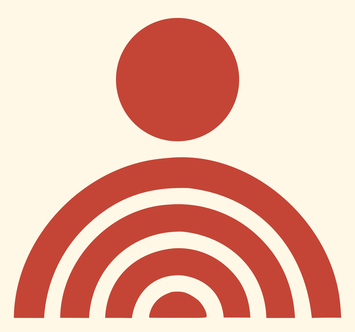 Radiating Person Signal Badge #fff8e7/#c44536