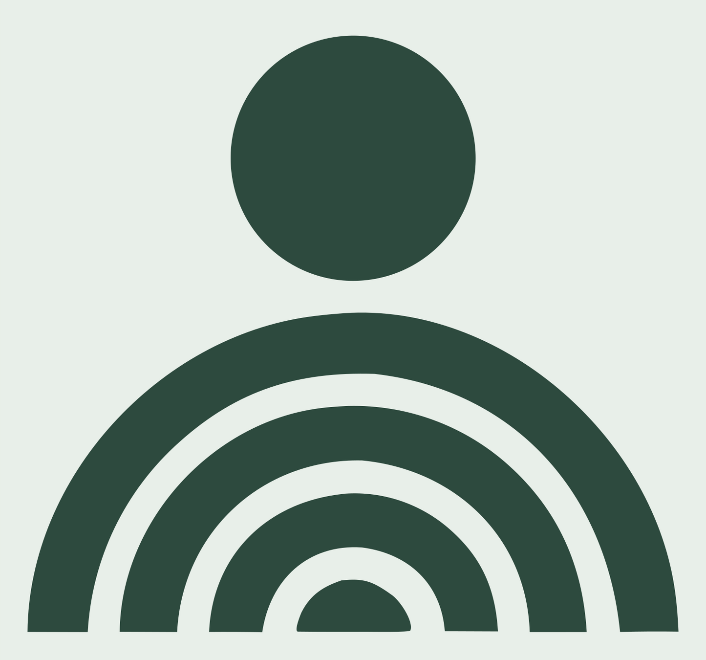 Radiating Person Signal Badge #e8efe9/#2d4a3e