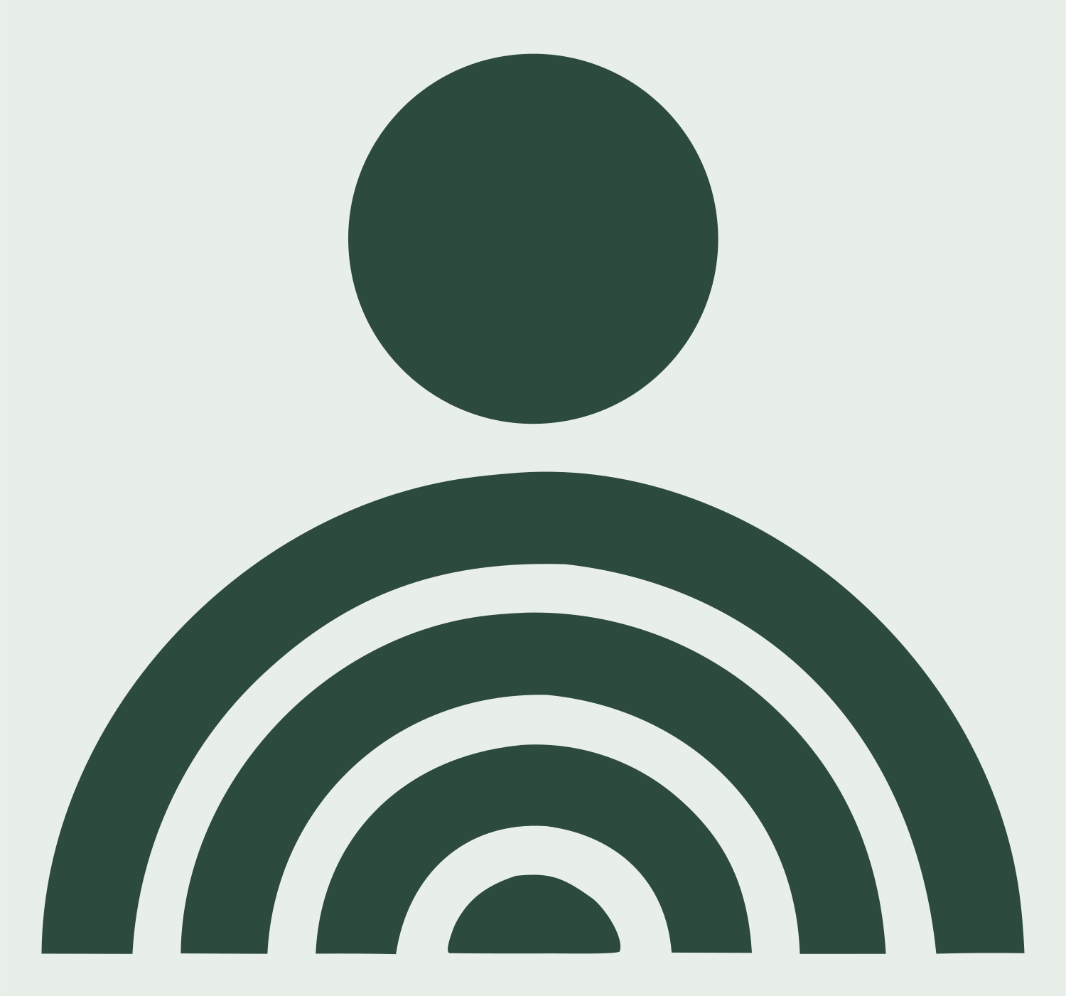 Radiating Person Signal Badge #e8efe9/#2d4a3e