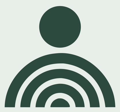 Radiating Person Signal Badge #e8efe9/#2d4a3e