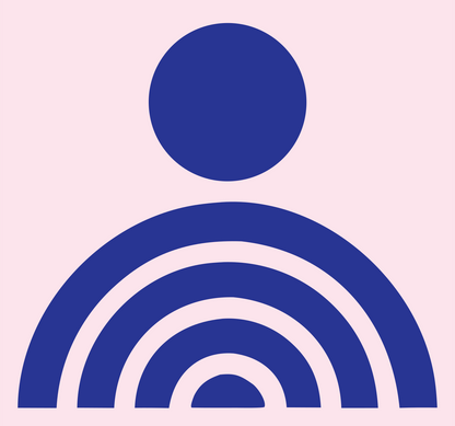 Radiating Person Signal Badge #fce4ec/#283593