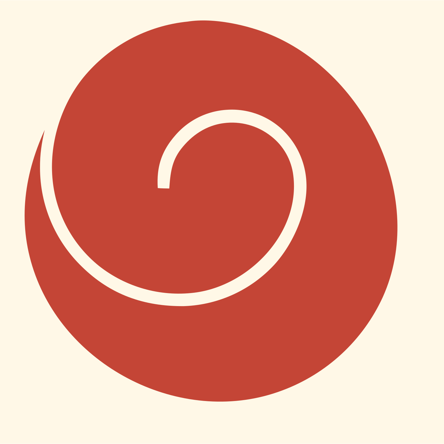 Monoline Circle Spiral Crest #fff8e7/#c44536