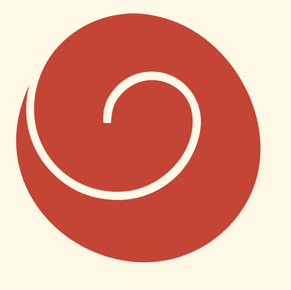 Monoline Circle Spiral Crest #fff8e7/#c44536
