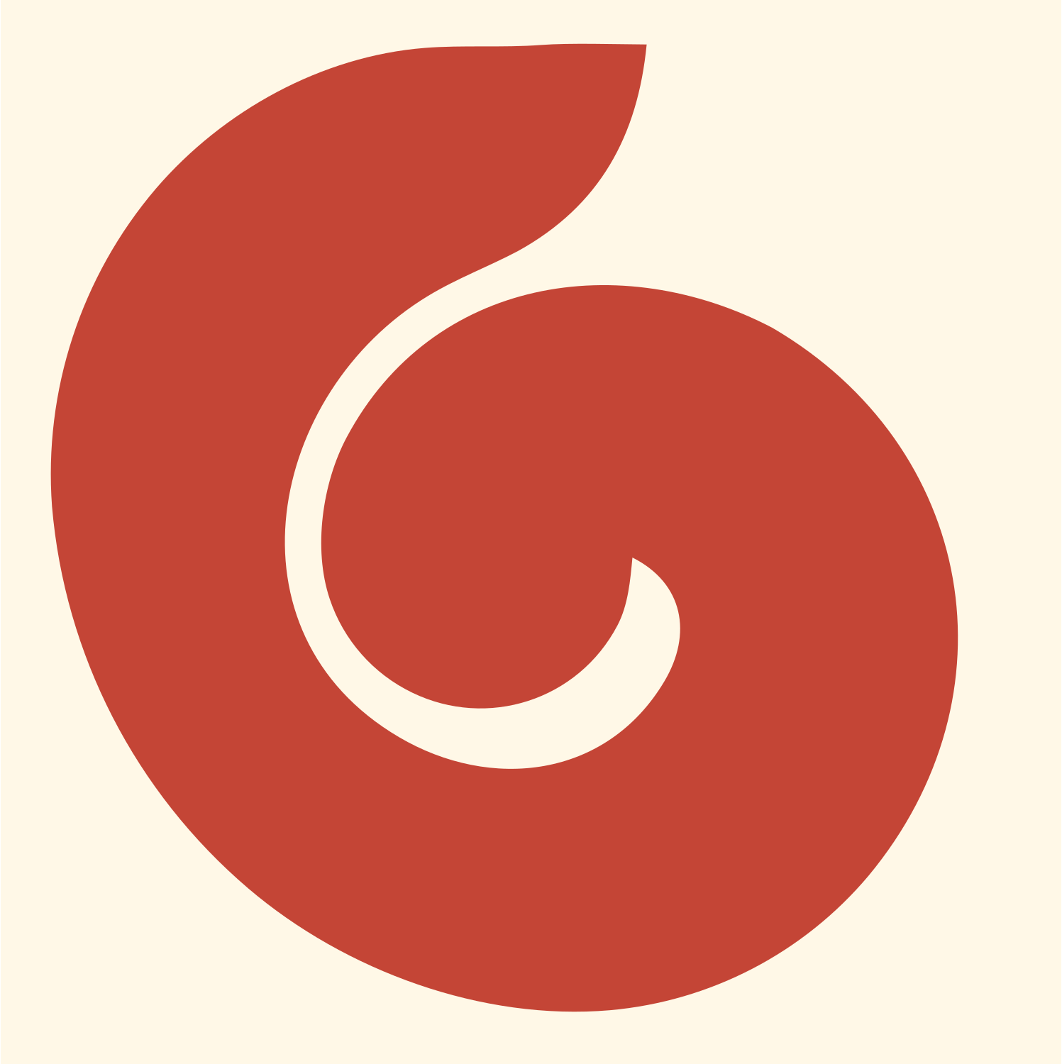 Minimalist Spiral Curl Logo #fff8e7/#c44536