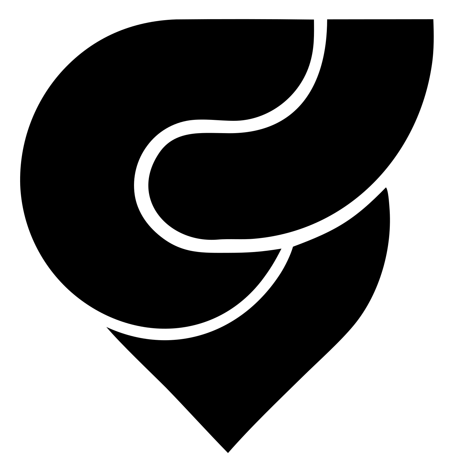 Monoline Heart Twist Badge #ffffff/#000000
