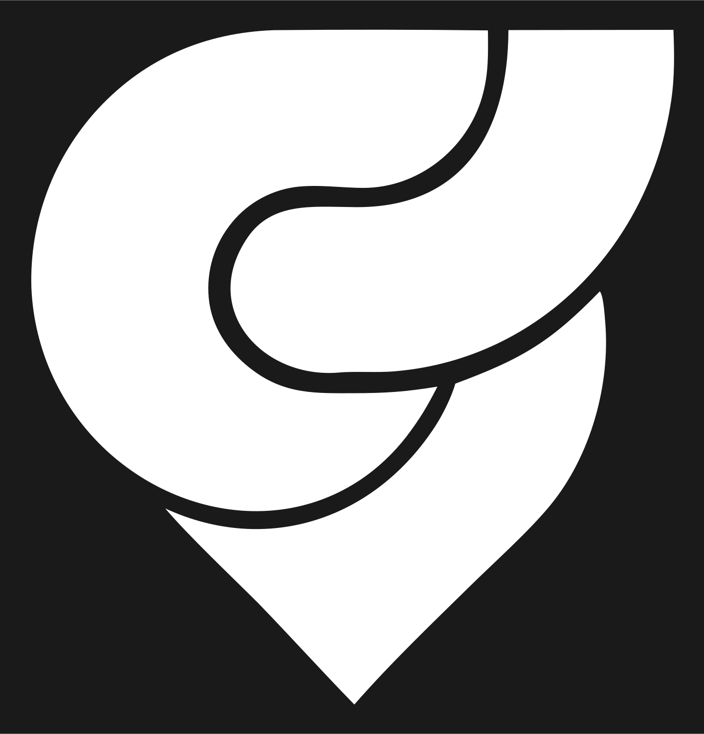 Monoline Heart Twist Badge #1a1a1a/#ffffff