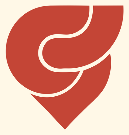 Monoline Heart Twist Badge #fff8e7/#c44536