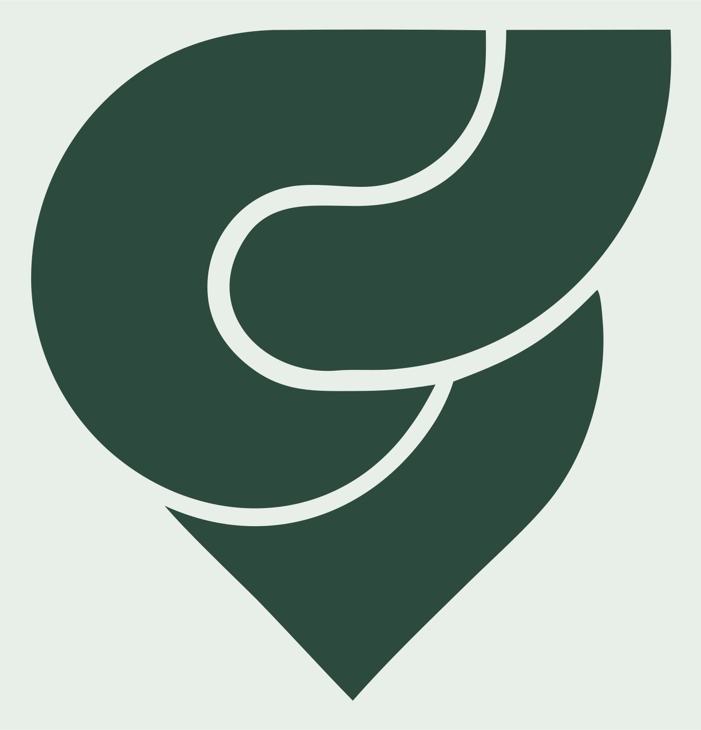 Monoline Heart Twist Badge #e8efe9/#2d4a3e