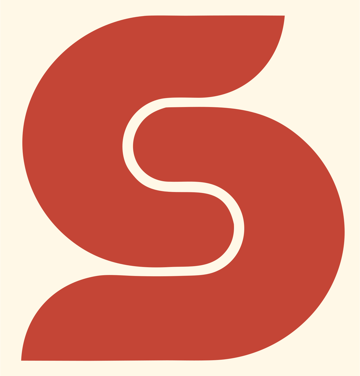 Monoline S-Curve Letter Mark #fff8e7/#c44536
