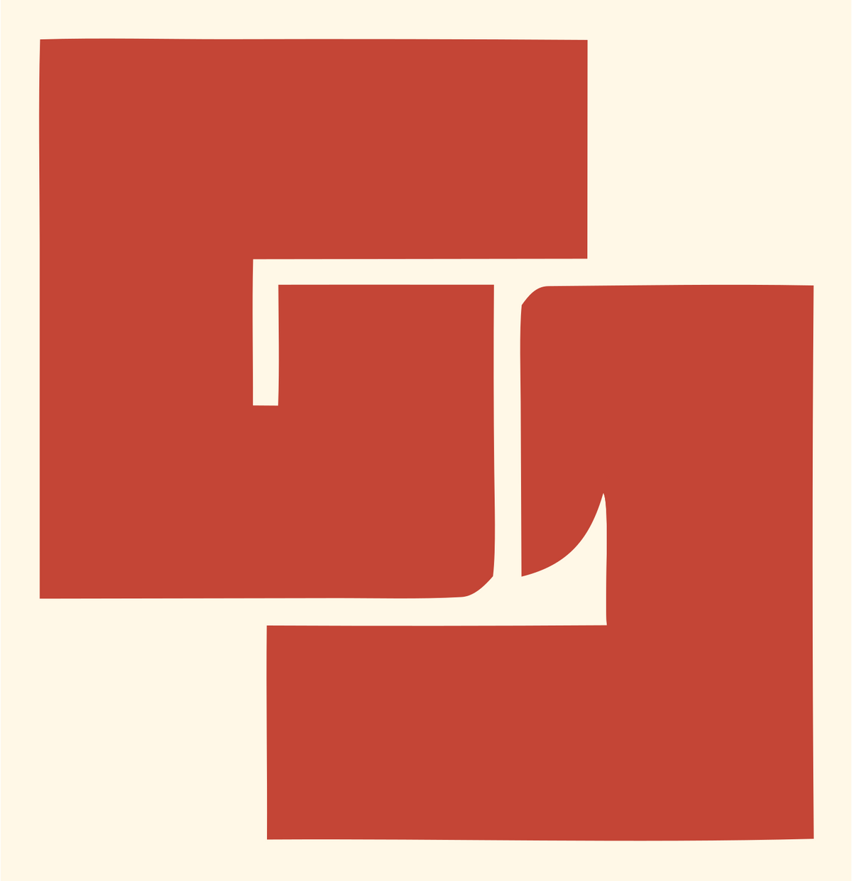 Negative Space Square Overlap Mark #fff8e7/#c44536