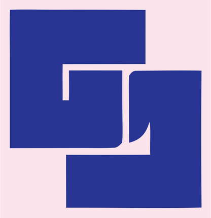 Negative Space Square Overlap Mark #fce4ec/#283593