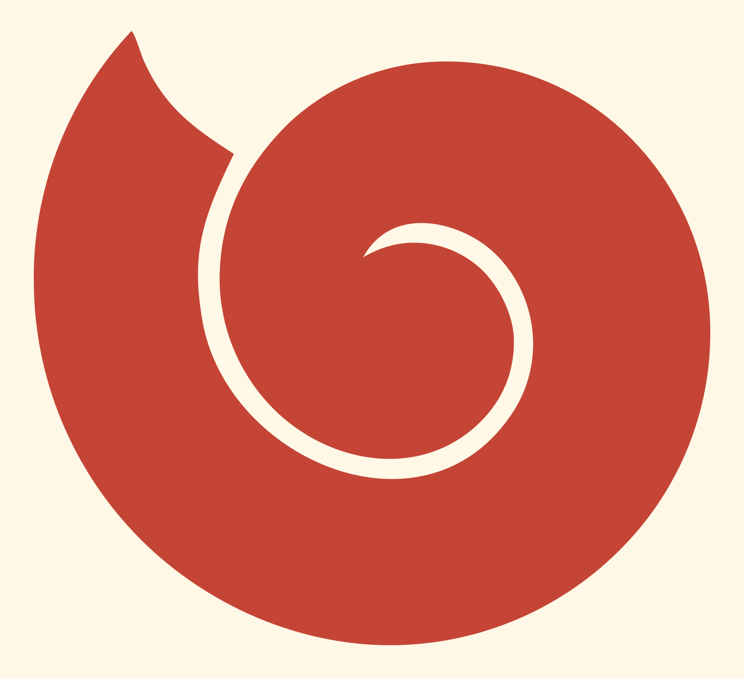 Monoline Nautilus Shell Icon #fff8e7/#c44536