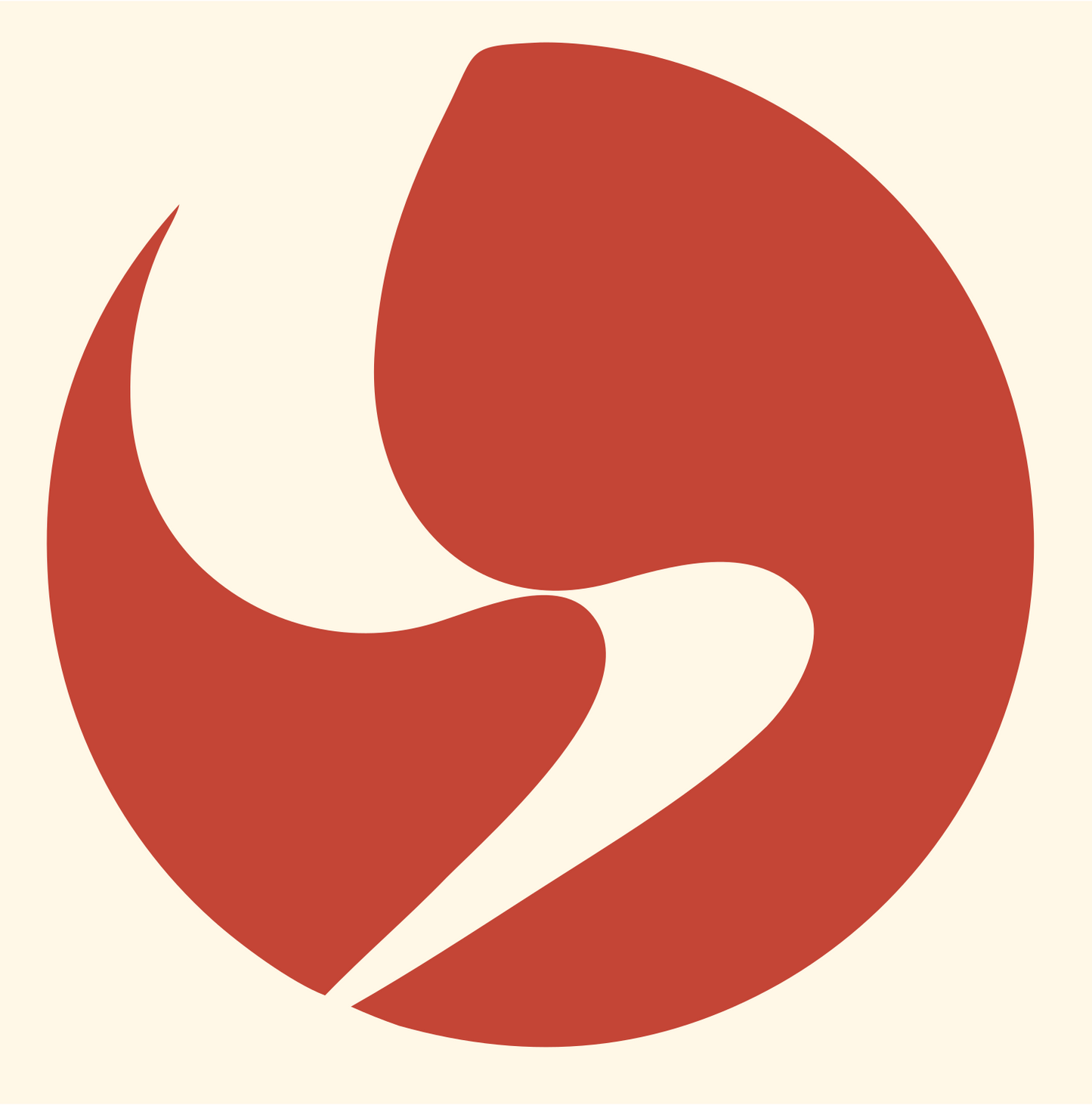 Negative Space Circle Pose Logo #fff8e7/#c44536