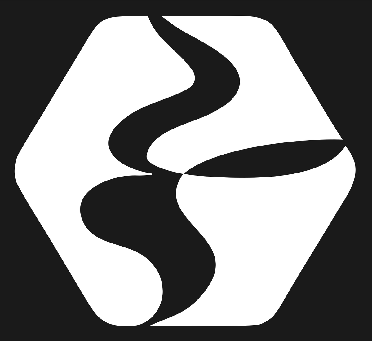 Negative Space River Wave Badge #1a1a1a/#ffffff