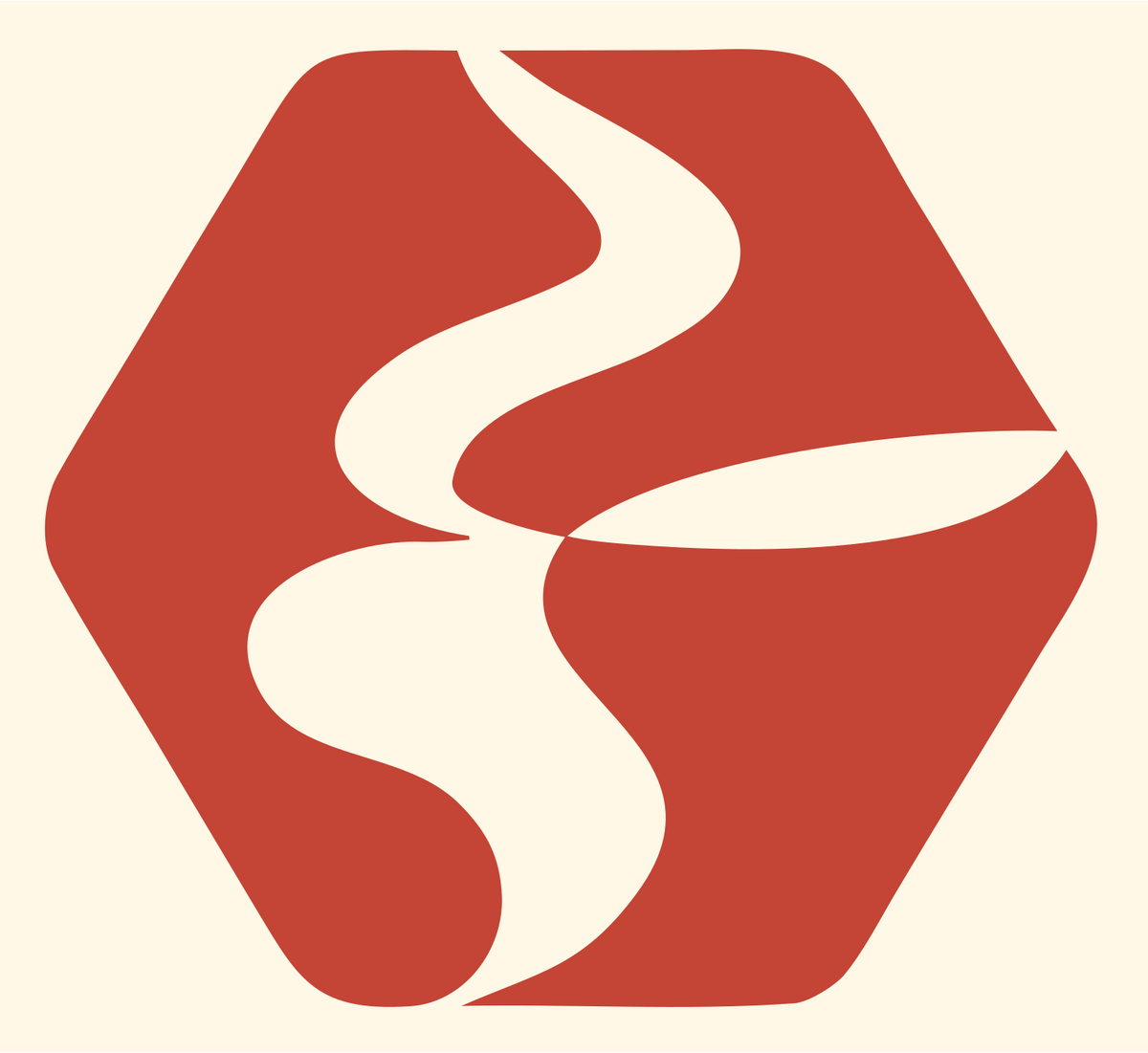 Negative Space River Wave Badge #fff8e7/#c44536