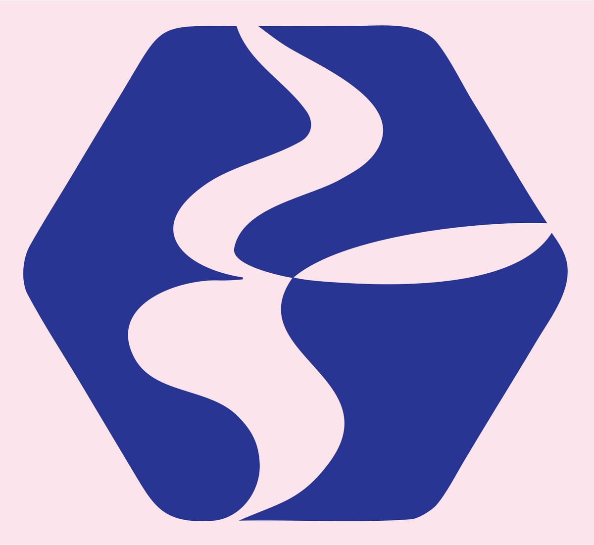 Negative Space River Wave Badge #fce4ec/#283593