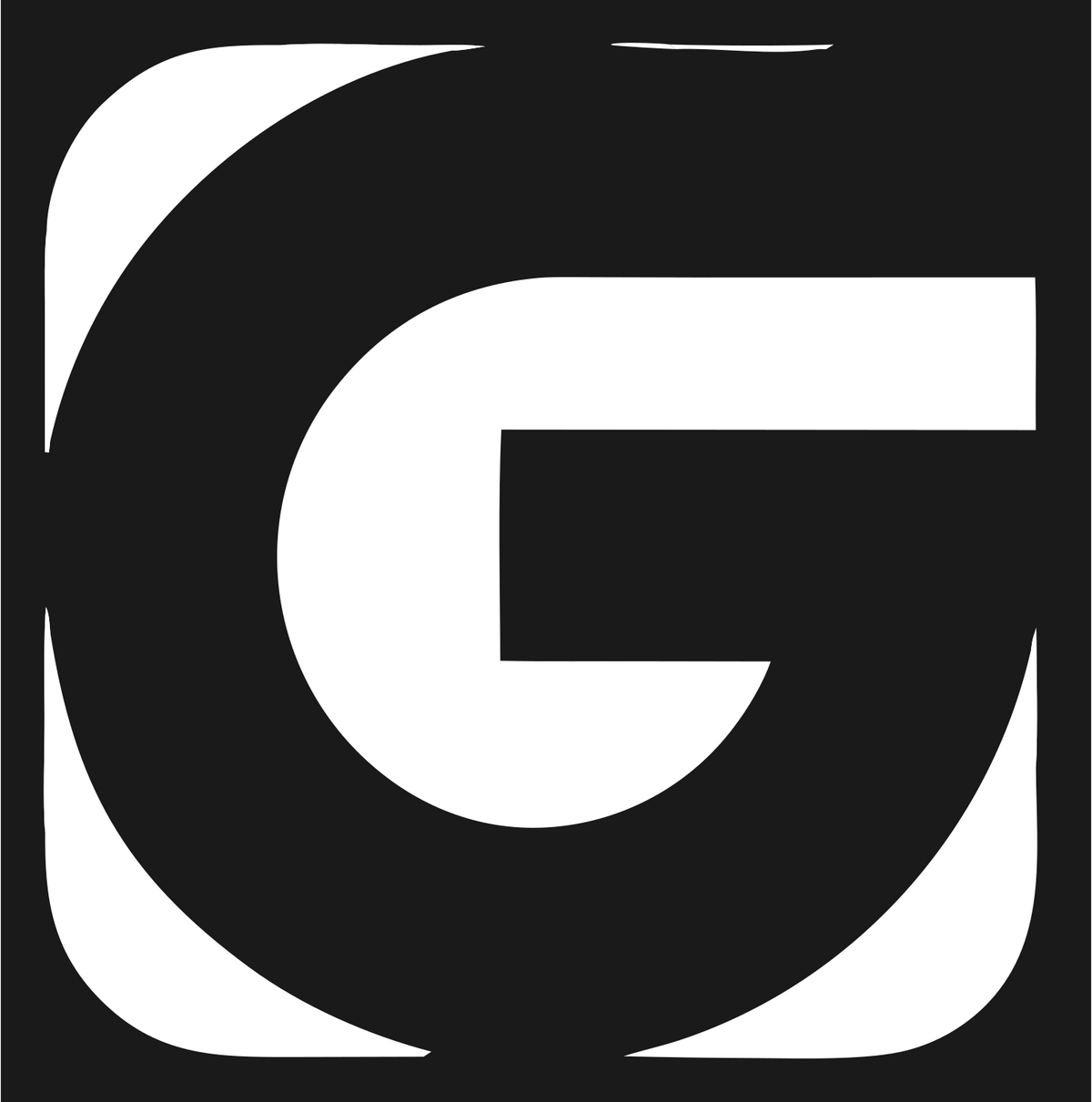 Negative Space Letter G Mark #1a1a1a/#ffffff