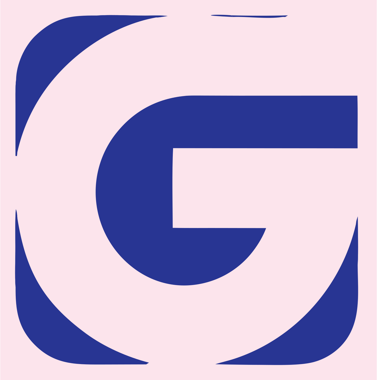 Negative Space Letter G Mark #fce4ec/#283593