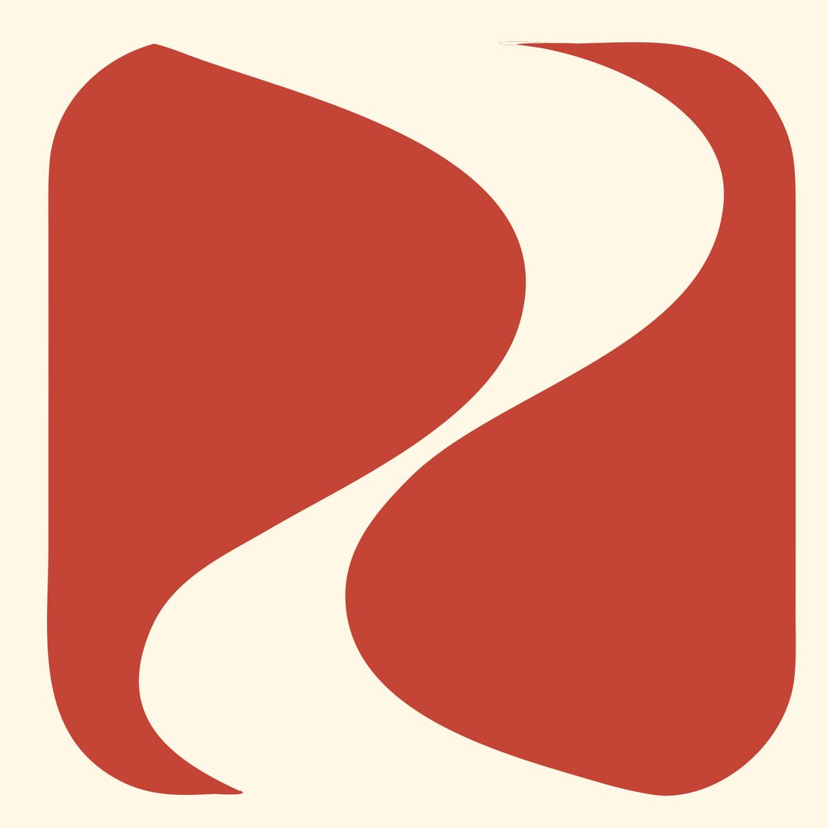 Negative Space S-Curve Yoga Logo #fff8e7/#c44536