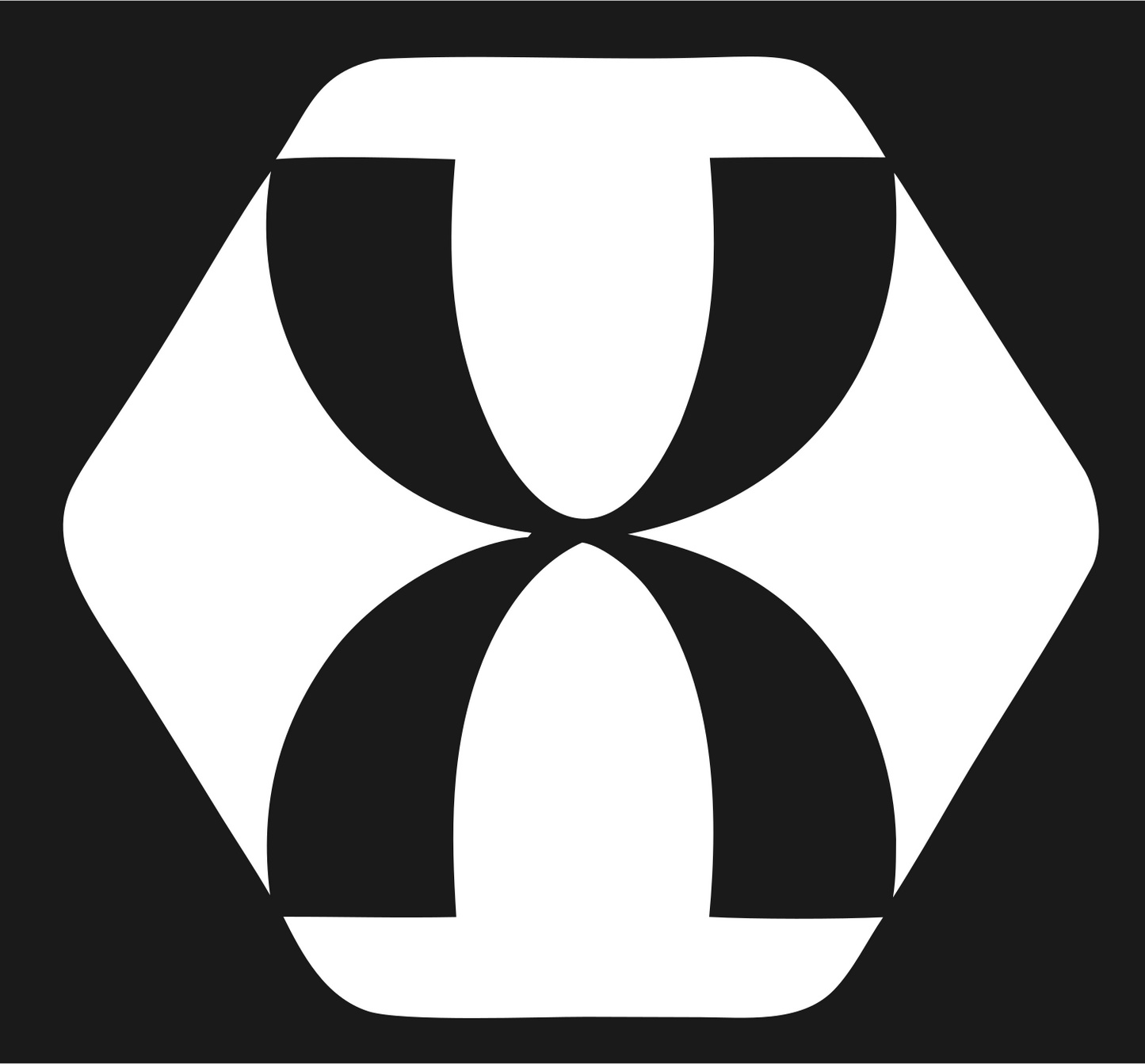 Negative Space Hourglass Figure Badge #1a1a1a/#ffffff
