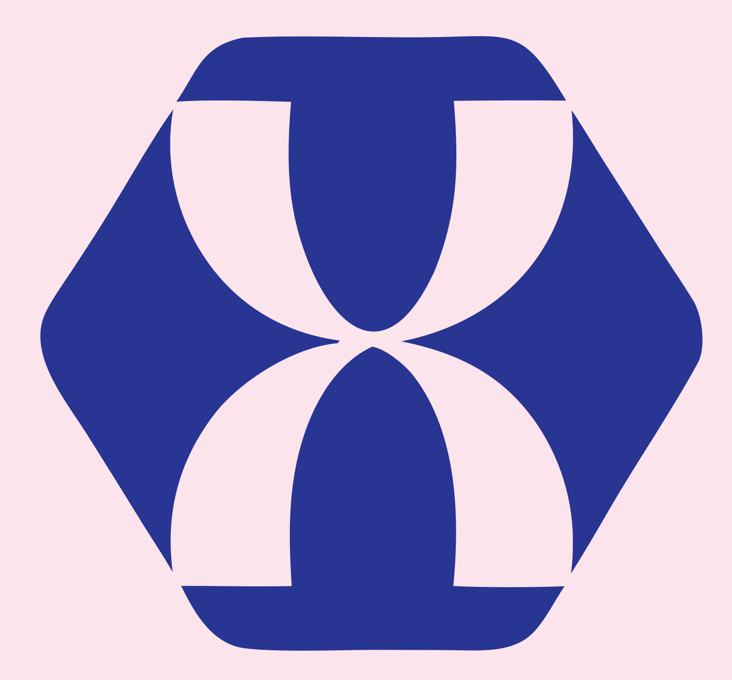 Negative Space Hourglass Figure Badge #fce4ec/#283593