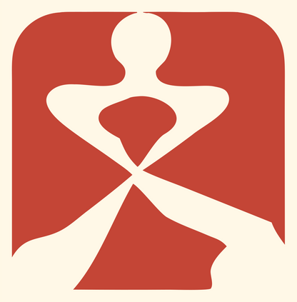 Negative Space Dancer Figure Badge #fff8e7/#c44536