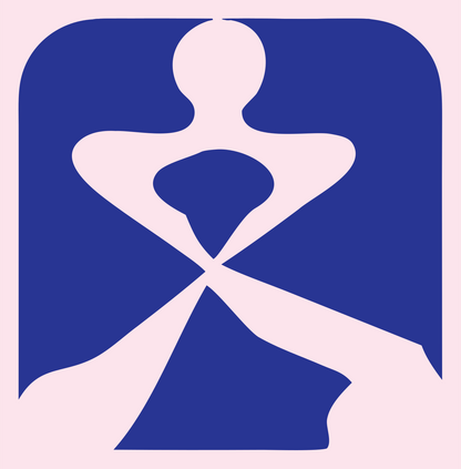 Negative Space Dancer Figure Badge #fce4ec/#283593