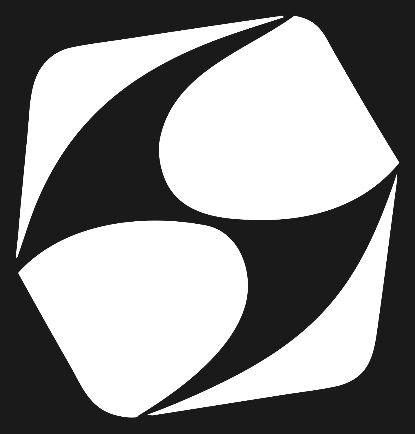 Negative Space Rounded Pentagon Mark #1a1a1a/#ffffff