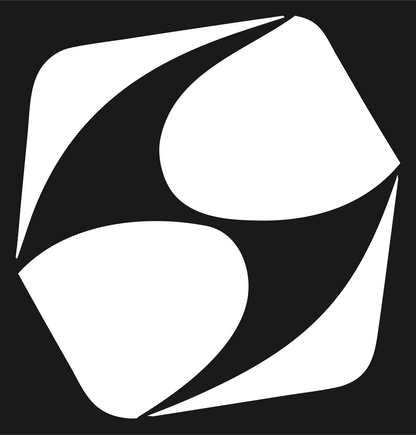 Negative Space Rounded Pentagon Mark #1a1a1a/#ffffff