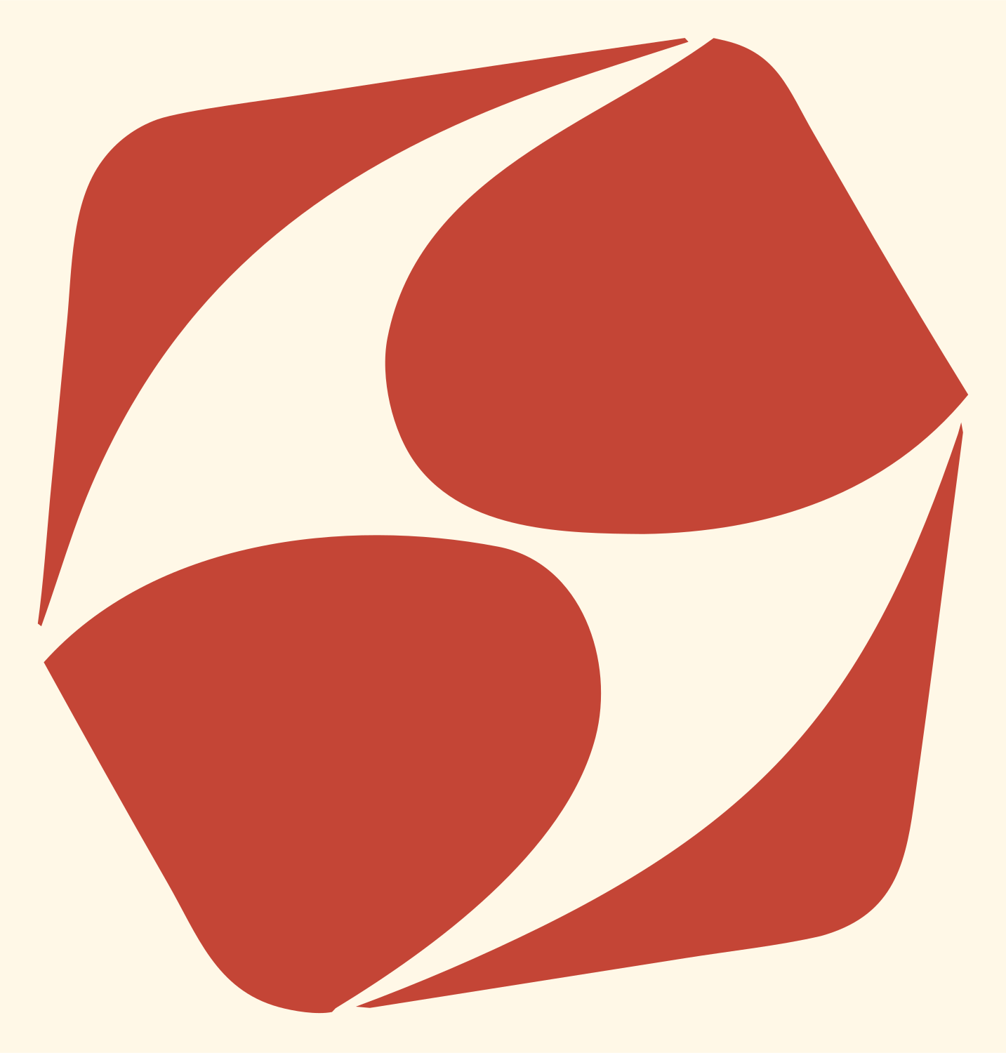Negative Space Rounded Pentagon Mark #fff8e7/#c44536
