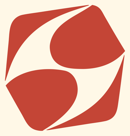 Negative Space Rounded Pentagon Mark #fff8e7/#c44536