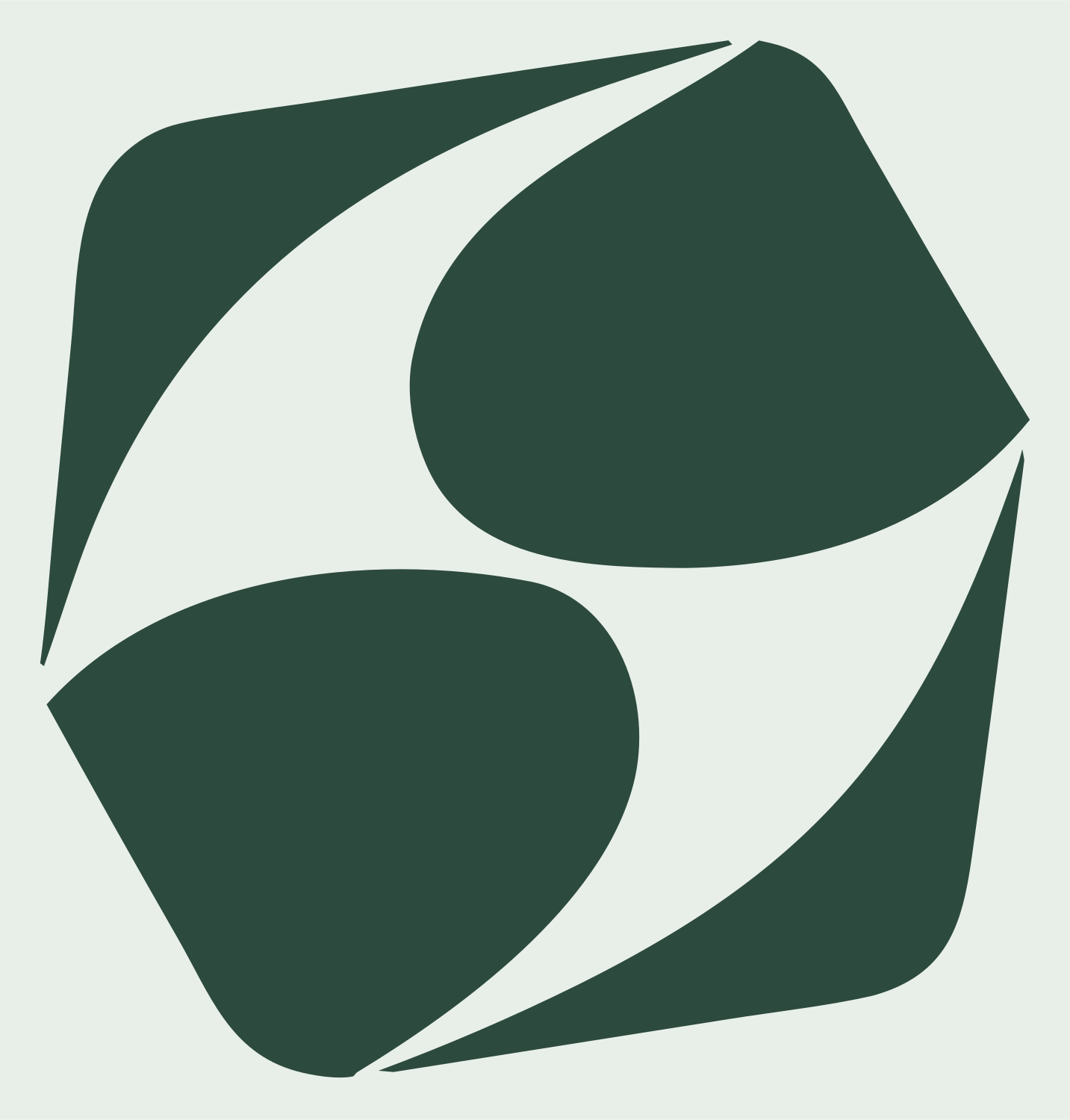 Negative Space Rounded Pentagon Mark #e8efe9/#2d4a3e