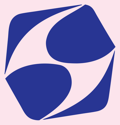 Negative Space Rounded Pentagon Mark #fce4ec/#283593