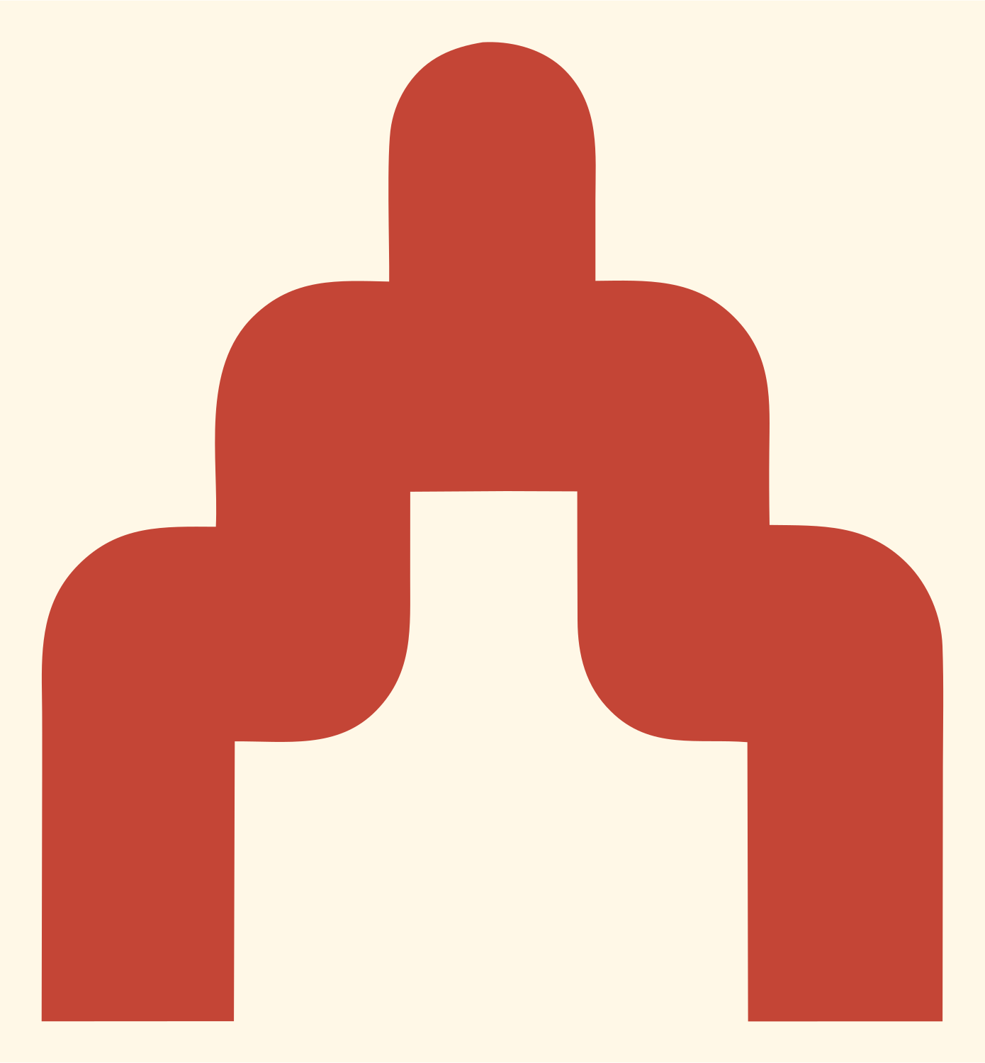 Blocky Bridge Pose Logo #fff8e7/#c44536