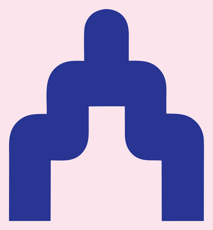 Blocky Bridge Pose Logo #fce4ec/#283593