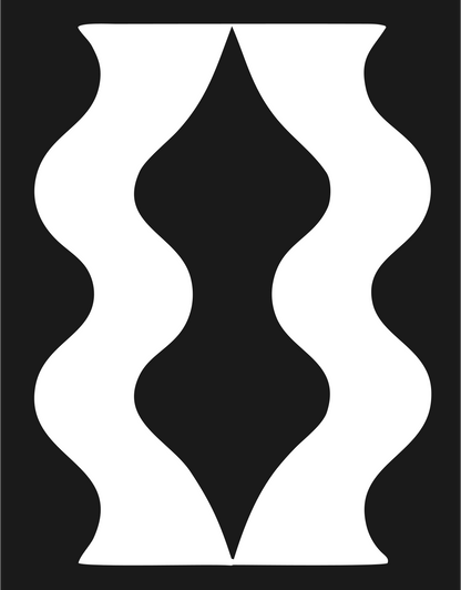 Negative Space Wavy Column Badge #1a1a1a/#ffffff