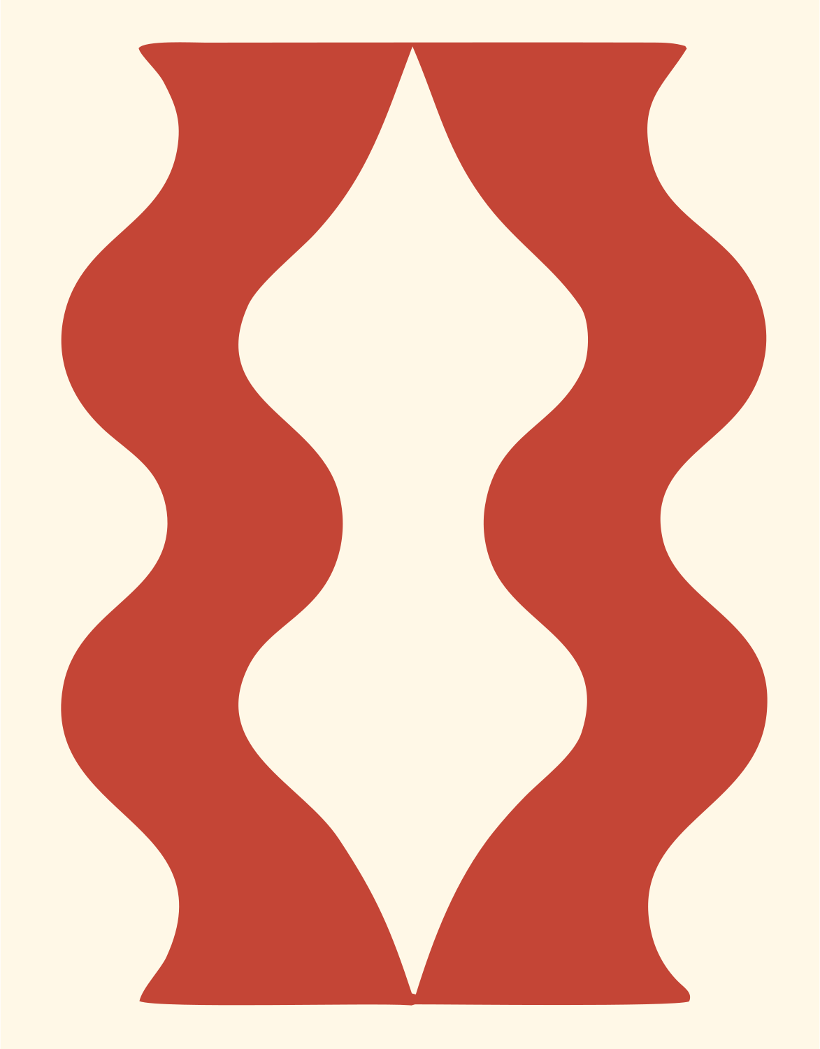 Negative Space Wavy Column Badge #fff8e7/#c44536