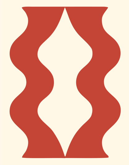 Negative Space Wavy Column Badge #fff8e7/#c44536