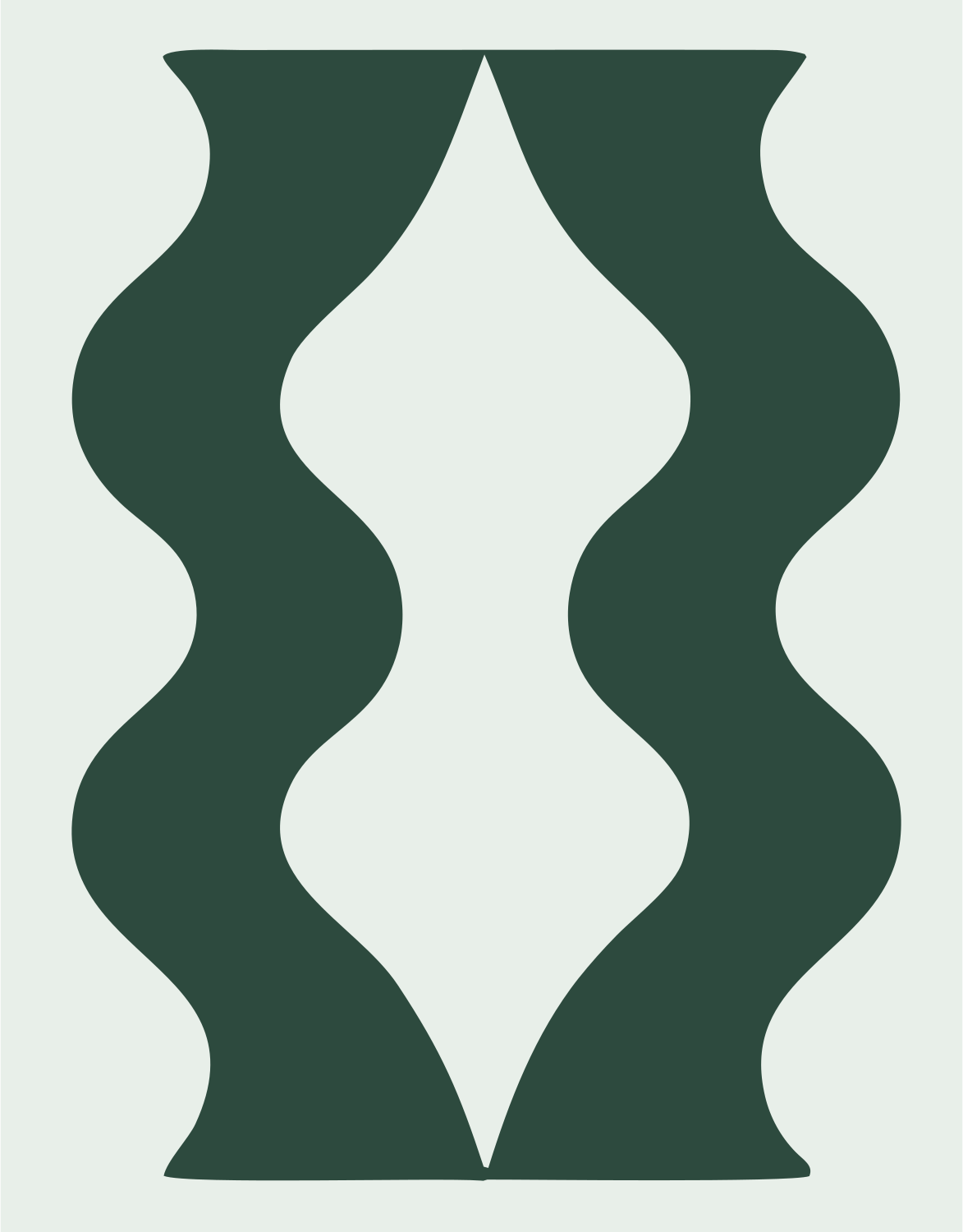 Negative Space Wavy Column Badge #e8efe9/#2d4a3e