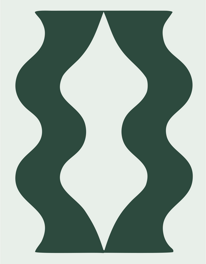 Negative Space Wavy Column Badge #e8efe9/#2d4a3e