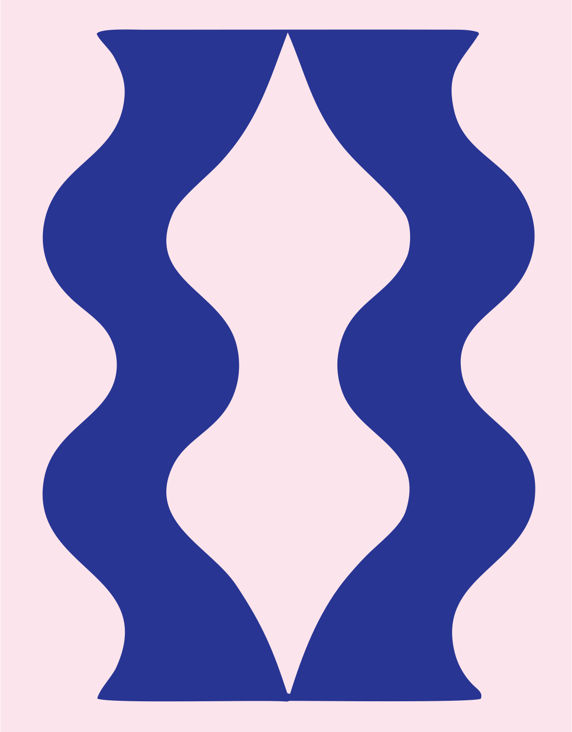 Negative Space Wavy Column Badge #fce4ec/#283593